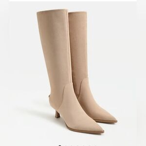 Size 7 Circus Nu By Sam Edelman Knee-High Pointed Toe Kitten Heel Boots - Beige